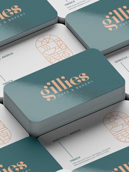 Business card with rounded corners showing a professional layout and smooth edge finish